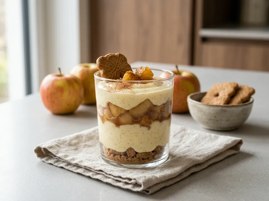 Vanille-Bratapfel mit Spekulatius im Glas