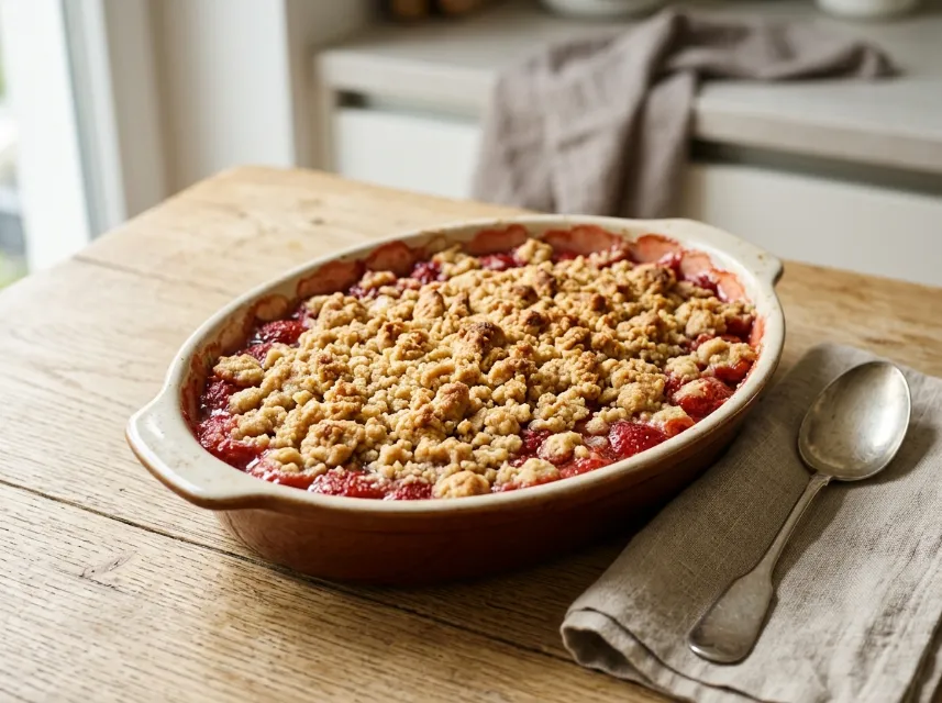 Erdbeer-Crumble mit Marzipan-Streuseln