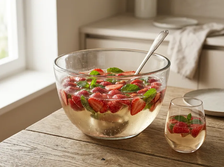 Erfrischende Erdbeerbowle mit Minze