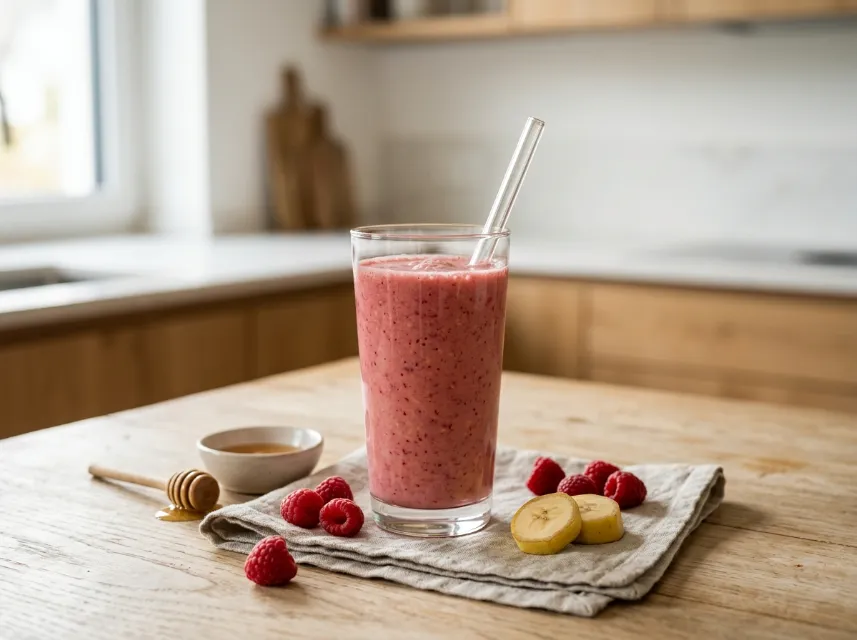 Himbeer-Milchshake mit Bananen