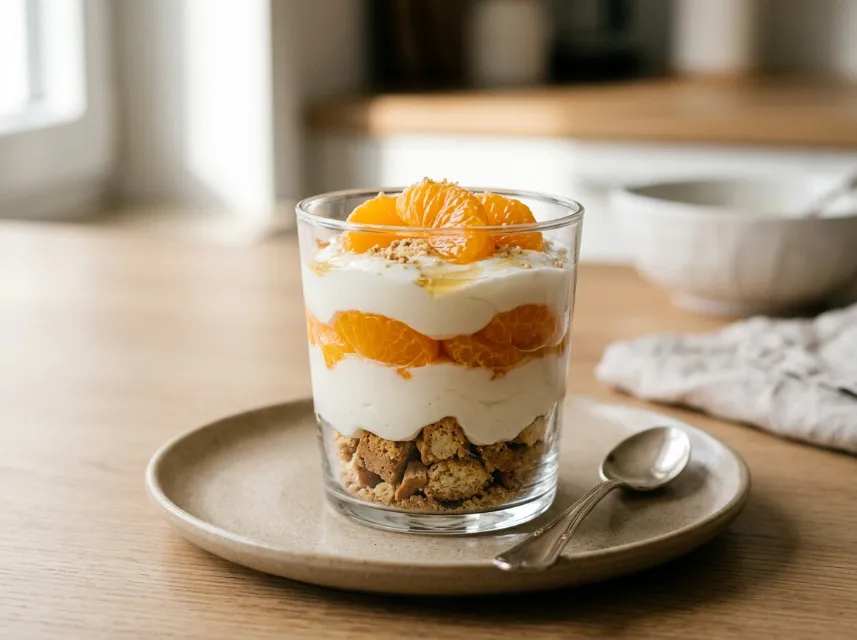 Joghurt-Cantuccini-Schichtdessert mit Mandarinen