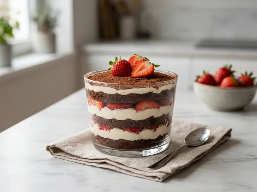 Low Carb Schoko-Erdbeer-Tiramisu ohne Zucker