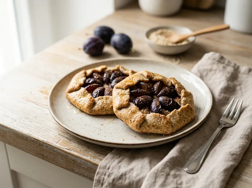 Mini Galettes mit Zwetschgenfüllung auf Backblech